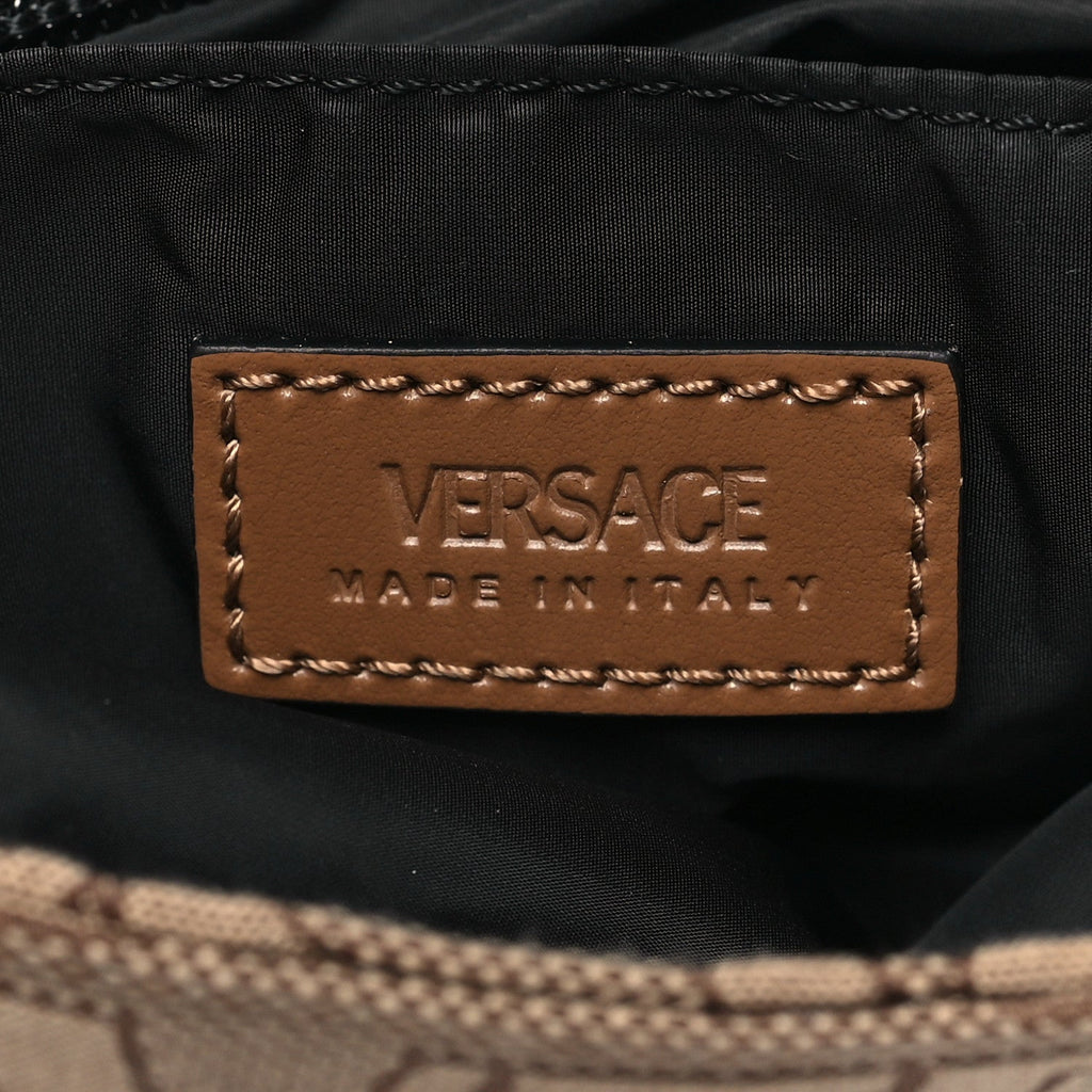 Canvas Allover Logo Medusa Crossbody Bag Beige Brown
