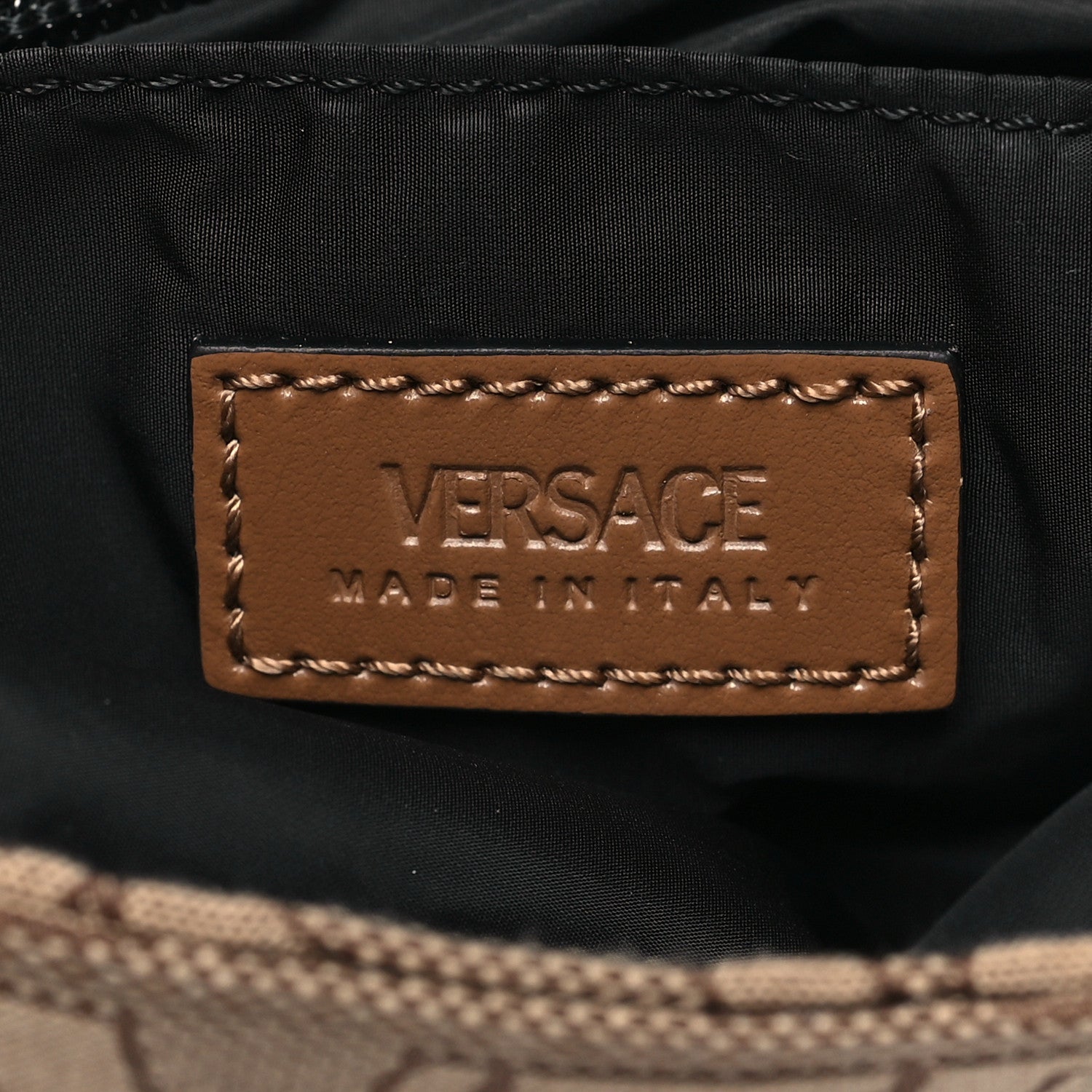 Canvas Allover Logo Medusa Crossbody Bag Beige Brown