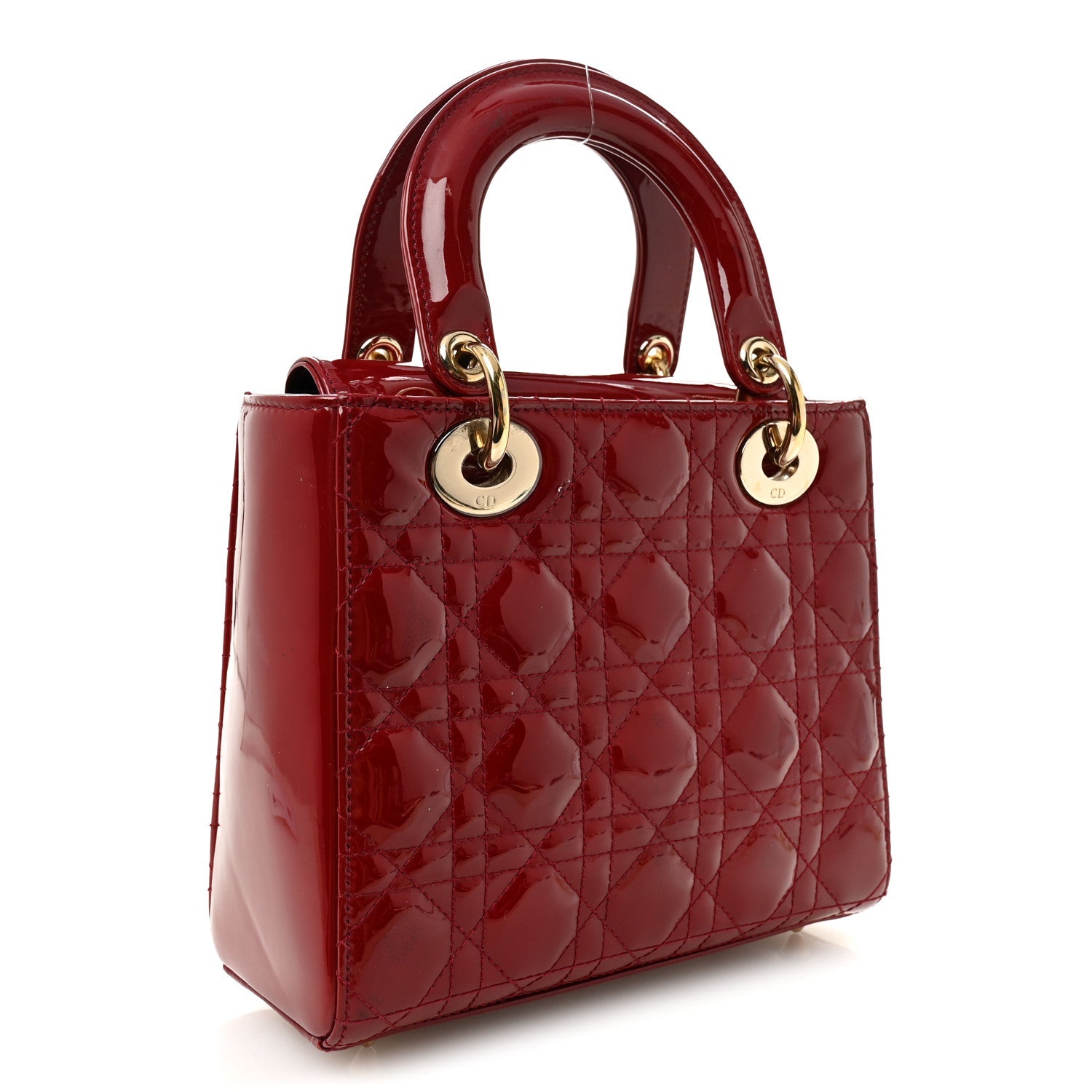 Patent Cannage Small Lady Dior Cherry Red