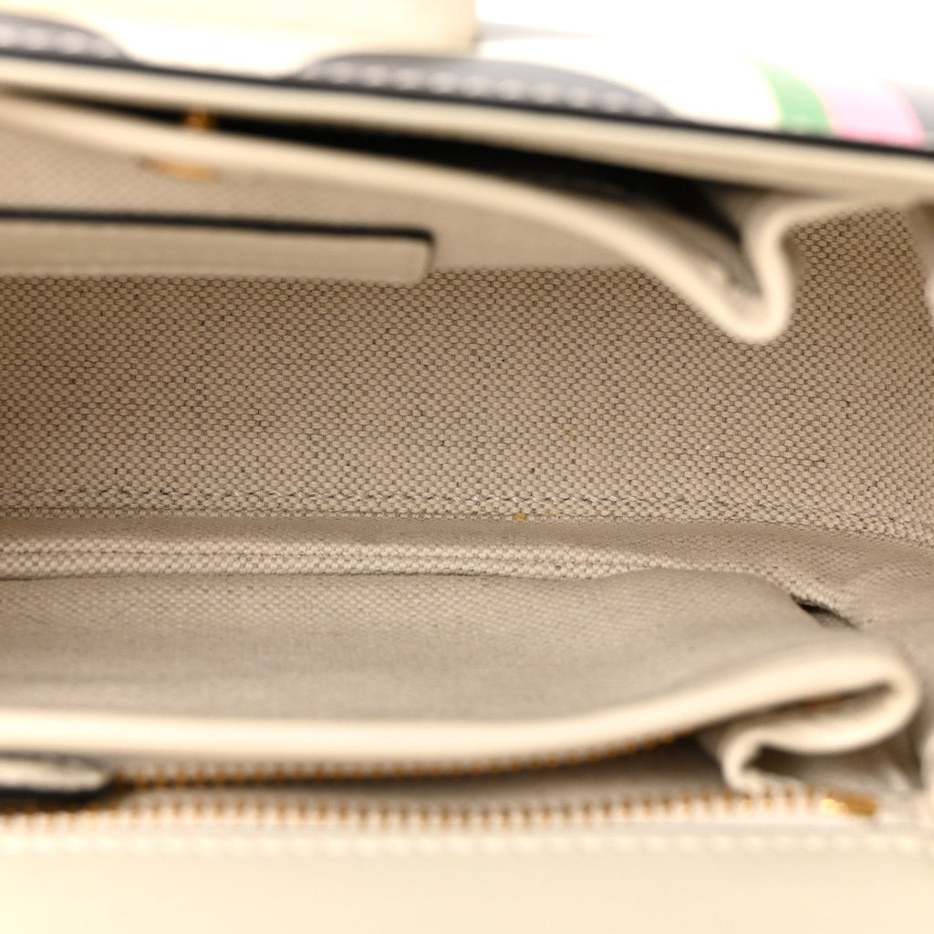 Calfskin Web Geometric Print Small Bamboo 1947 Top Handle Bag White Multi