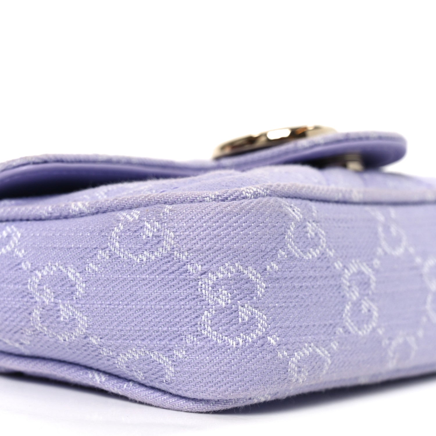 Denim GG Monogram Mini GG Marmont Shoulder Bag Light Purple