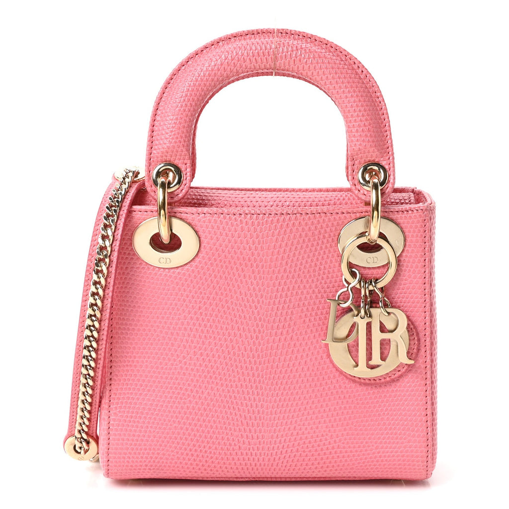 Lizard Mini Lady Dior Pink