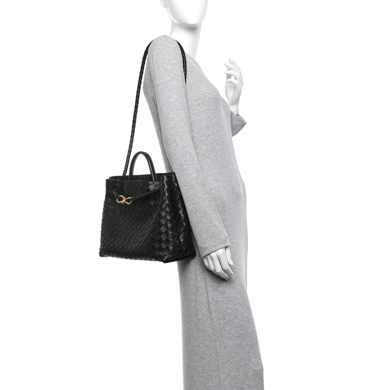 Nappa Intrecciato Medium Andiamo Shoulder Bag Fondant