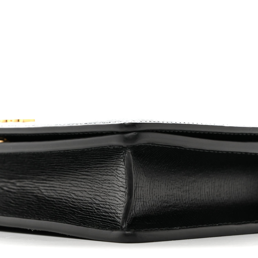 Textured Calfskin Script Logo Wallet On Chain Black