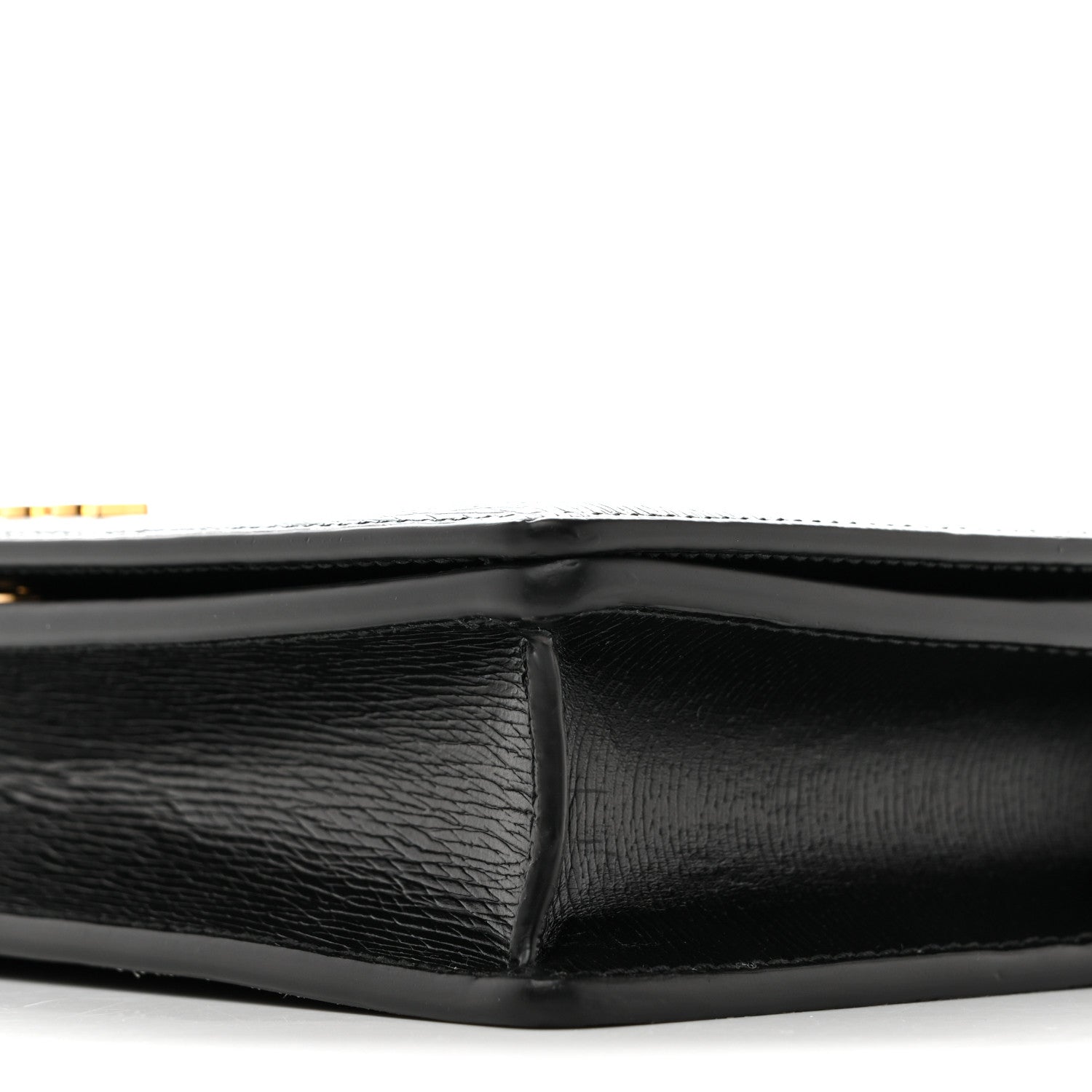 Textured Calfskin Script Logo Wallet On Chain Black