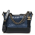 Aged Calfskin Quilted Small Gabrielle Hobo Dark Grey