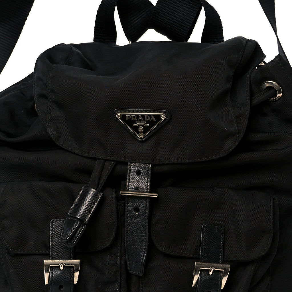 Tessuto Nylon Saffiano Small Backpack Black