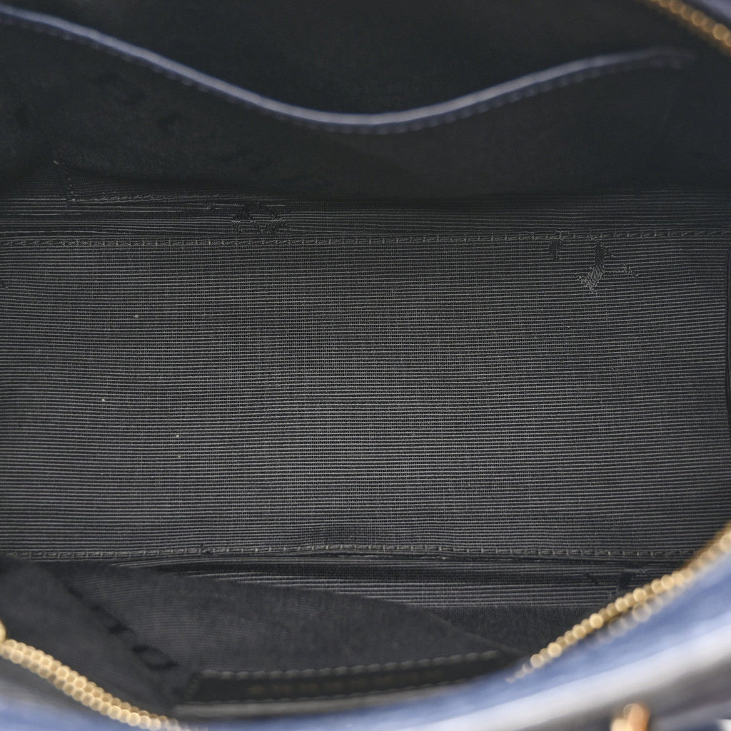 Signature Grain Small Clifton Bag Navy Blue