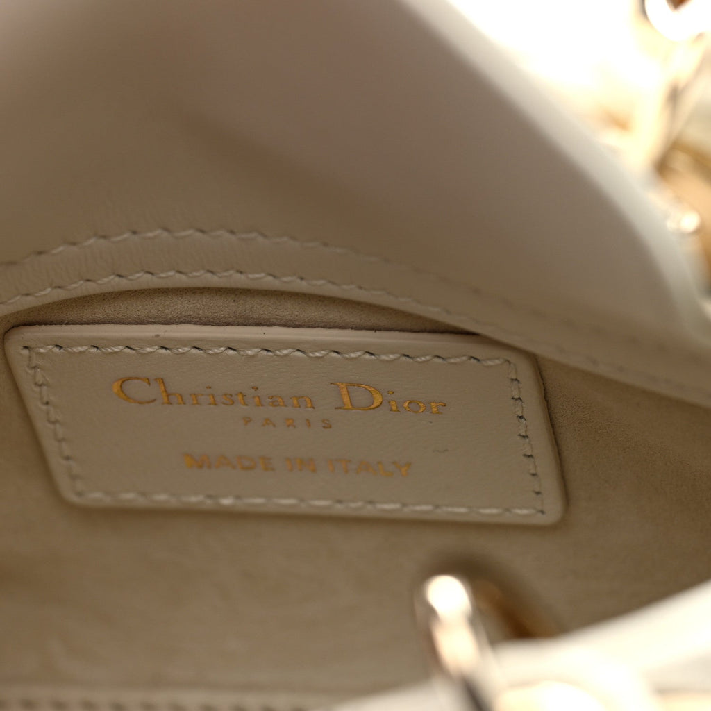 Calfskin Cannage Dioramour Micro Lady Dior Dior White
