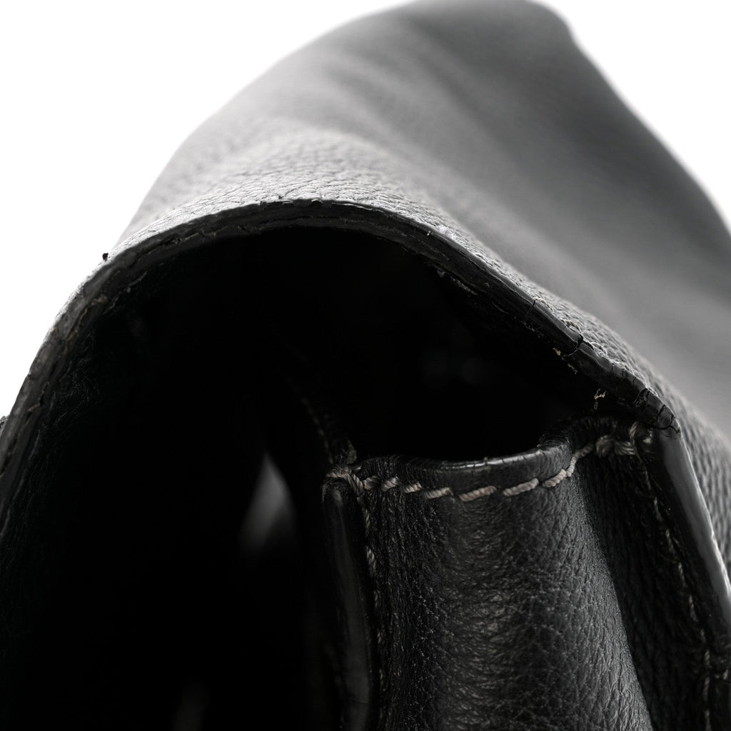Grained Calfskin Medium Marcie Saddle Bag Black