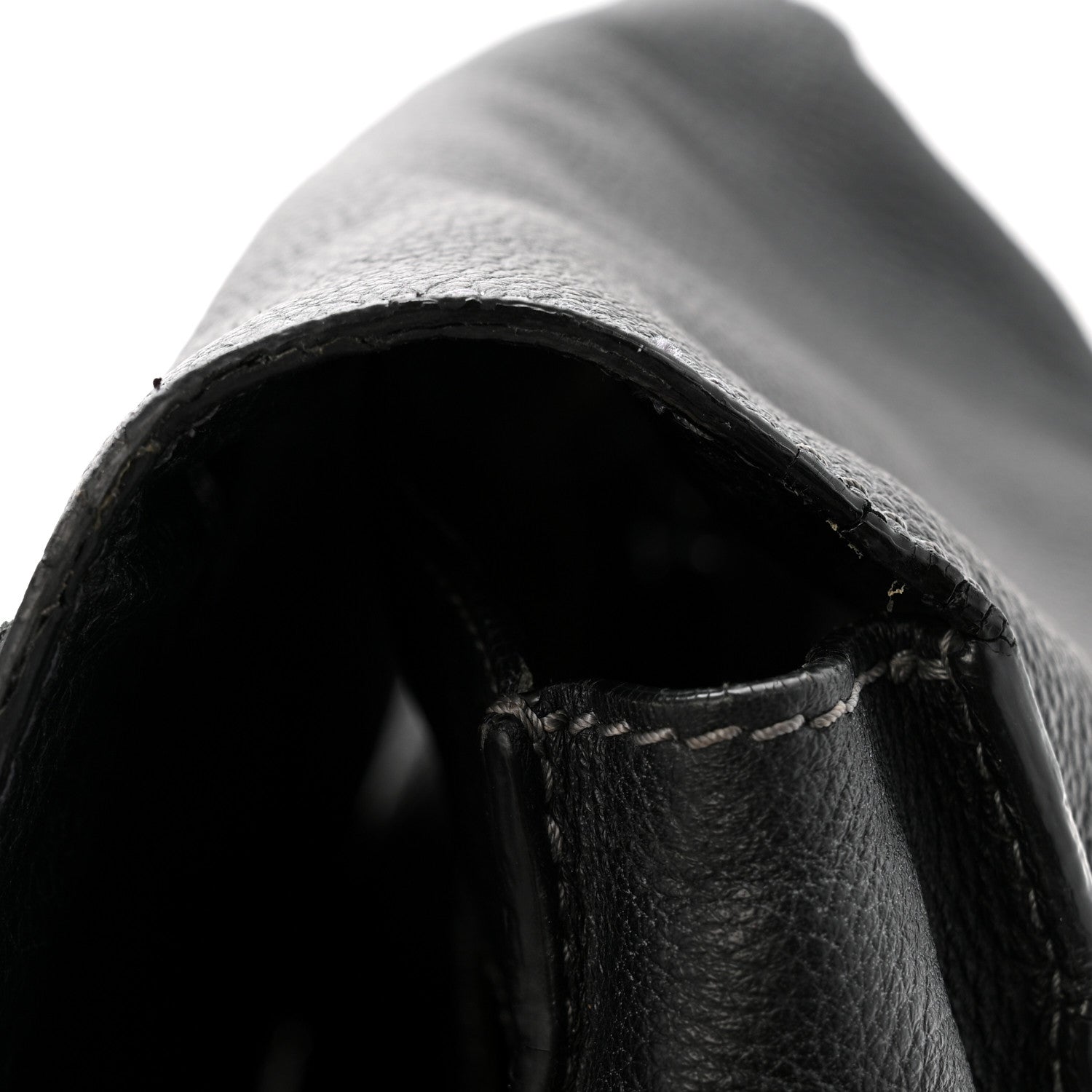 Grained Calfskin Medium Marcie Saddle Bag Black