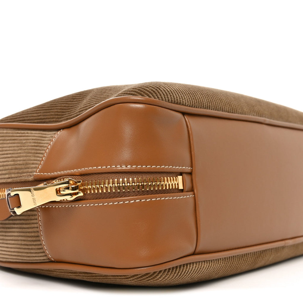 Velluto Righe Large Beau Top Handle Bag Cannella
