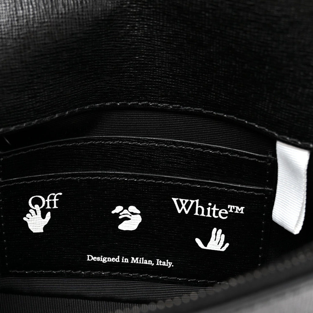 Saffiano Striped Mini Diag Binder Clip Bag Black White Indus