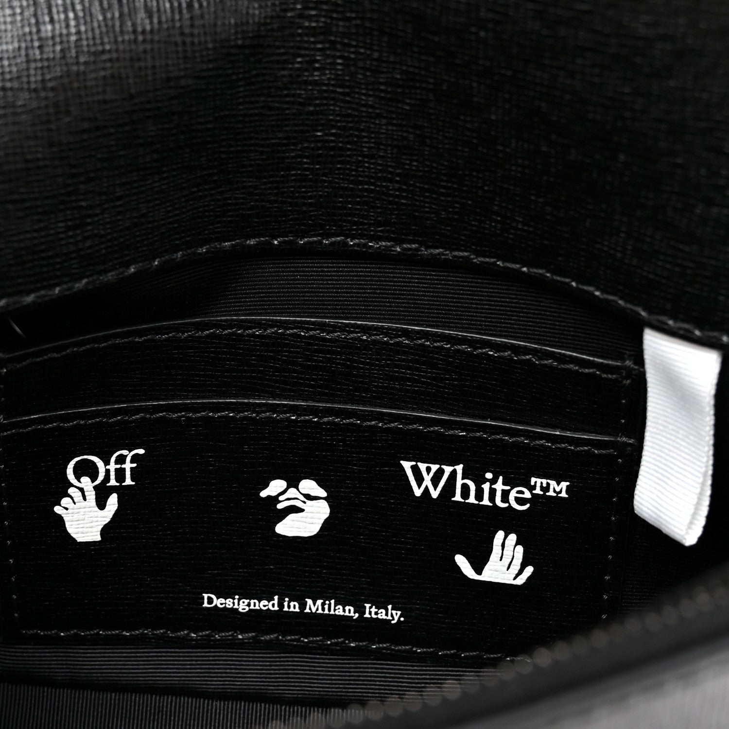 Saffiano Striped Mini Diag Binder Clip Bag Black White Indus