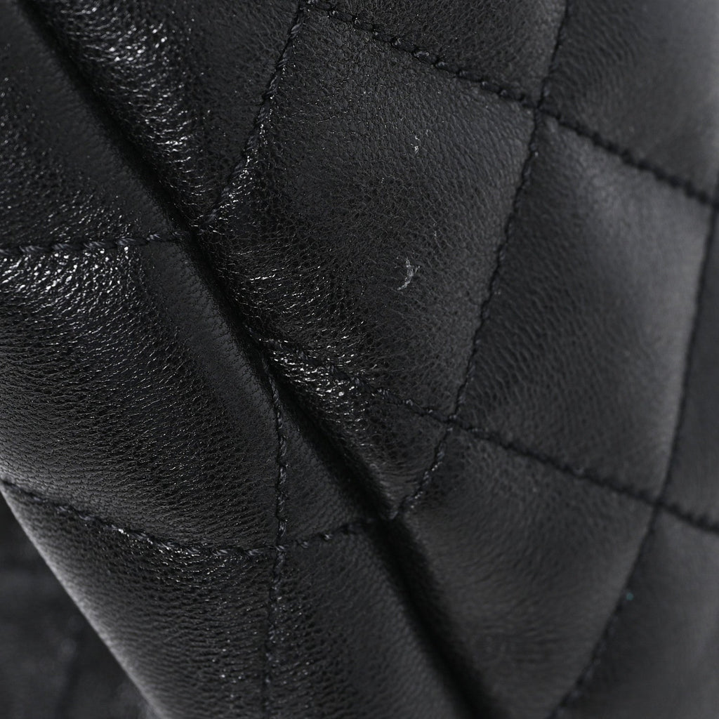 Lambskin Quilted Medium Icare Shopping Tote Black