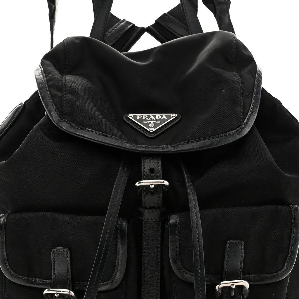 Tessuto Nylon Soft Calfskin Backpack Black