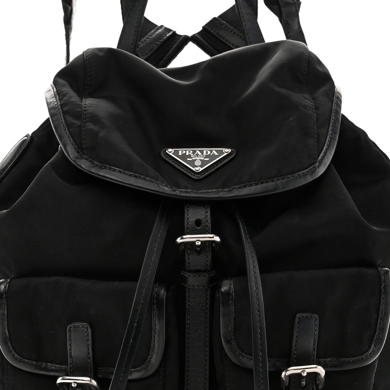 Tessuto Nylon Soft Calfskin Backpack Black