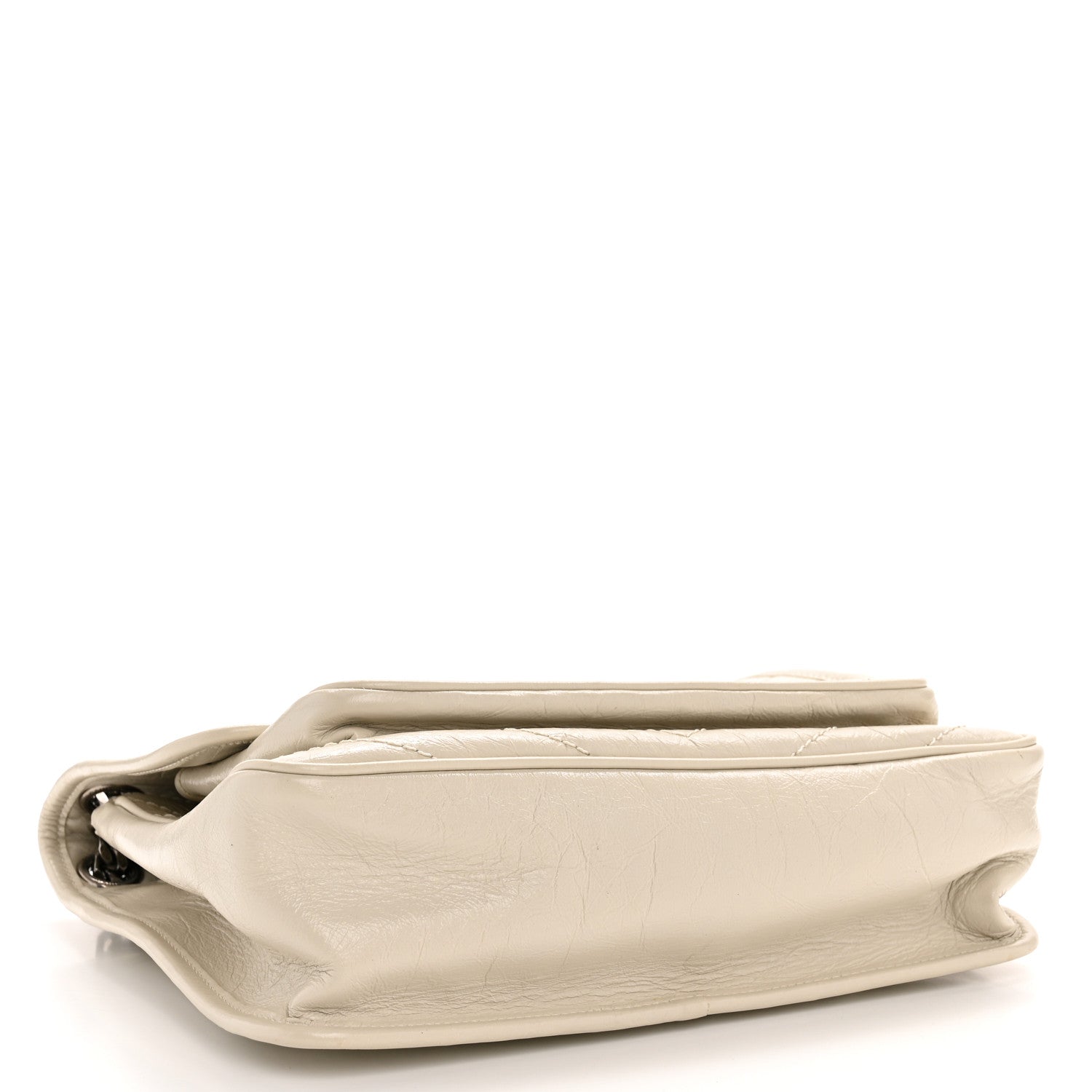 Crinkled Calfskin Matelasse Monogram Medium Niki Chain Satchel Crema Soft