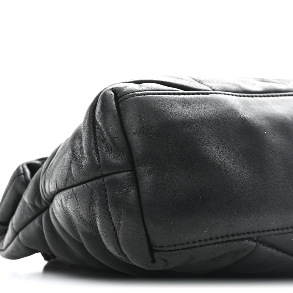 Lambskin Quilted Small Loulou Puffer Monogram Chain Satchel Black