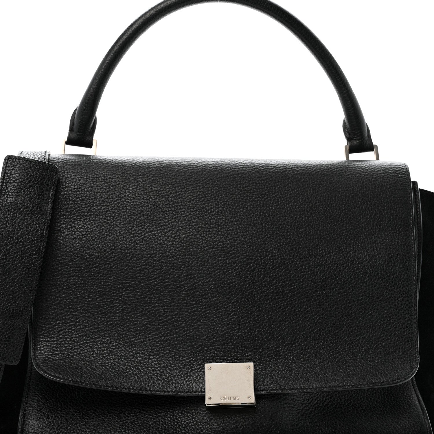 Drummed Calfskin Suede Medium Trapeze Black