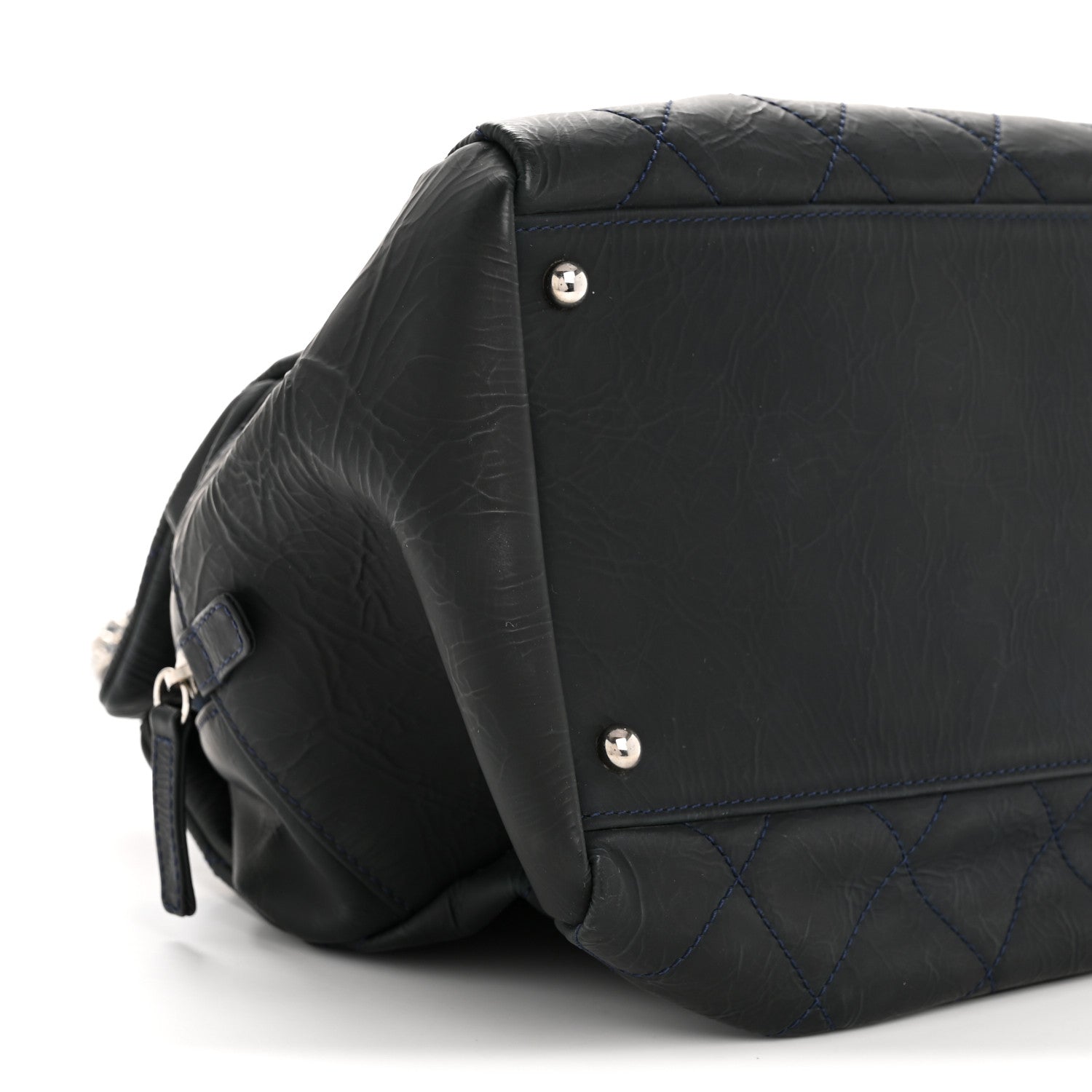 Crinkled Calfskin Grand Timeless Shopping Tote GTT Dark Blue