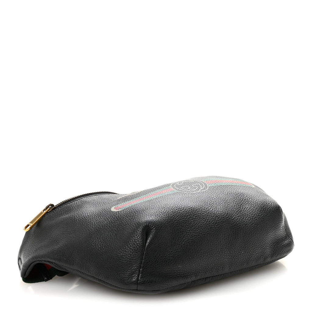 Grained Calfskin Logo Belt Bag Black