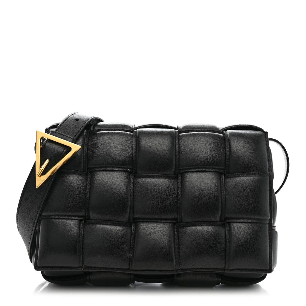 Nappa Maxi Intreccio Padded Cassette Crossbody Bag Black