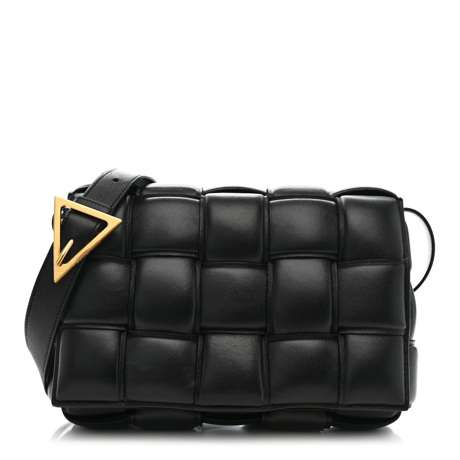 Nappa Maxi Intreccio Padded Cassette Crossbody Bag Black