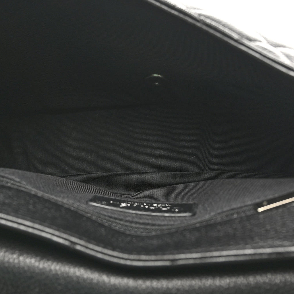 Calfskin Quilted Casual Pocket Messenger Flap Black