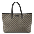 GG Supreme Monogram Large Zippered Shopping Tote Dark Brown