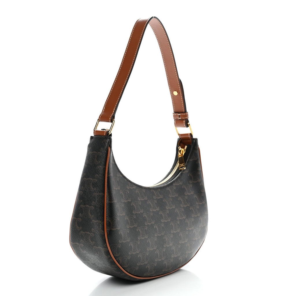 Triomphe Canvas Calfskin Ava Shoulder Bag Tan