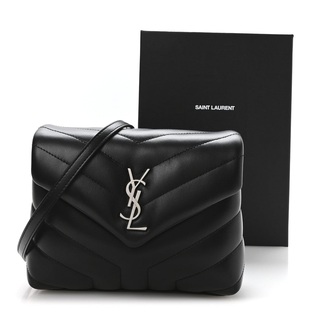 Calfskin Y Quilted Monogram Toy Loulou Crossbody Bag Black