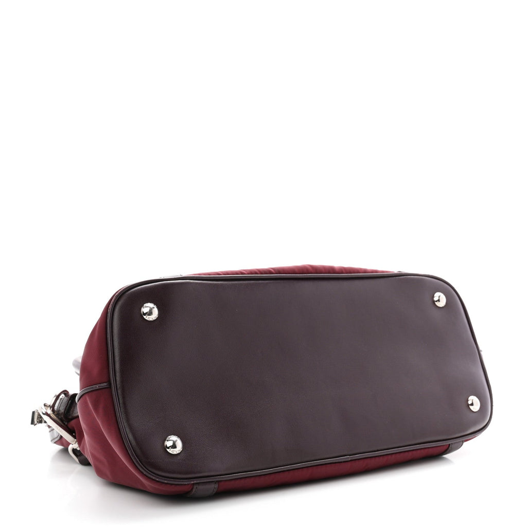 Nylon Tessuto Soft Calf Small Tote Granato