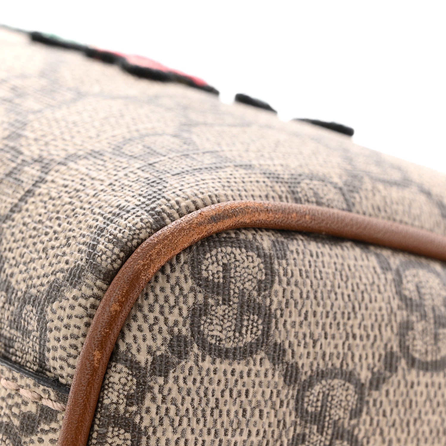 GG Supreme Monogram Floral Embroidered Small Boston Brown