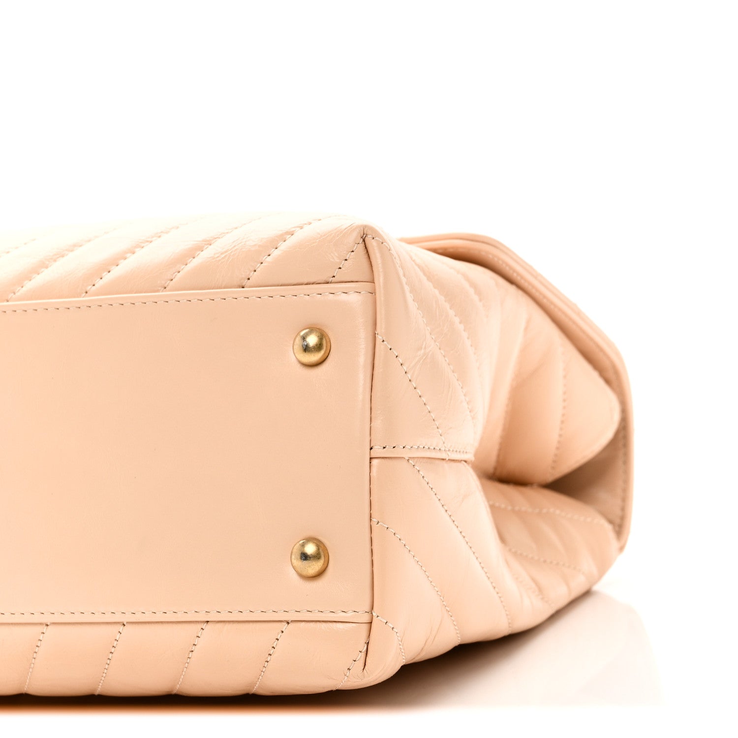 Calfskin Chevron Quilted Medium Coco Handle Flap Beige