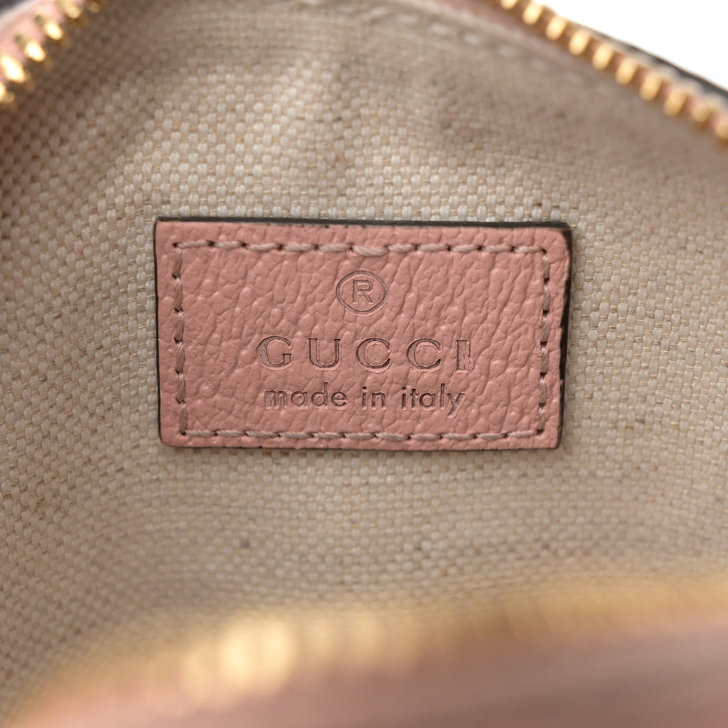 GG Supreme Monogram Textured Dollar Calfskin Web Super Mini Ophidia Top Handle Bowler Bag Rose Pink