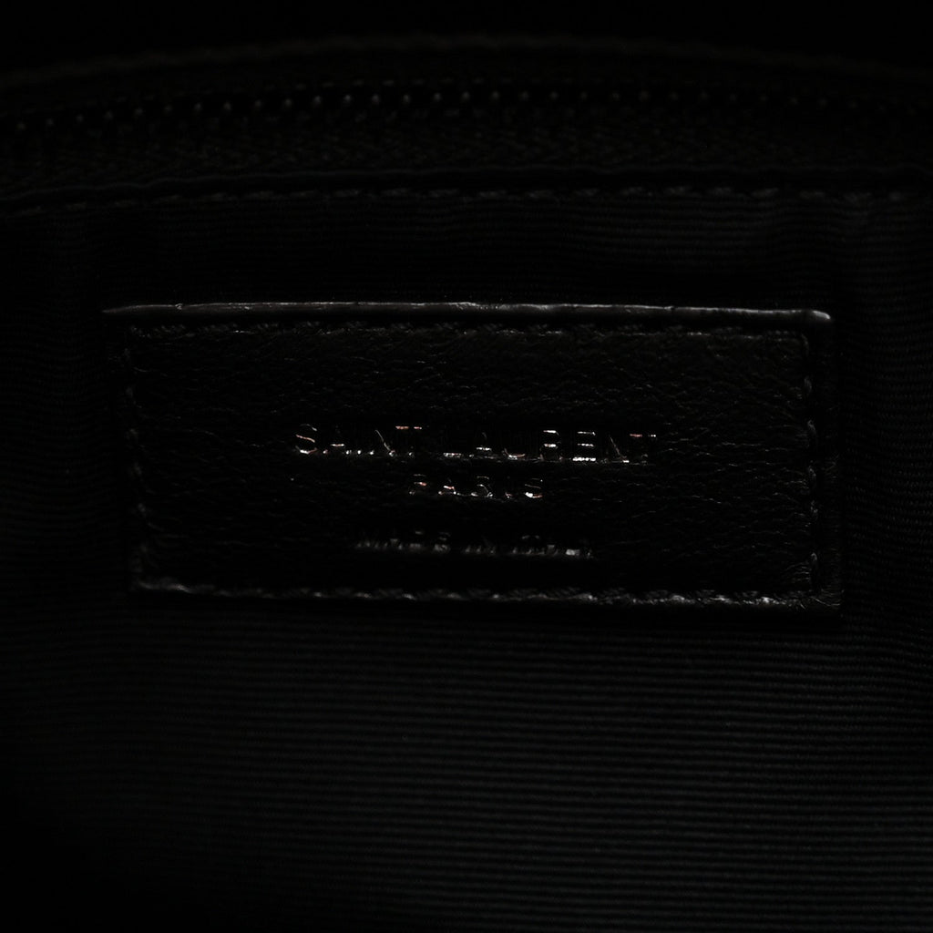 Lambskin Quilted Monogram Monochrome Medium Loulou Puffer Chain Satchel Black