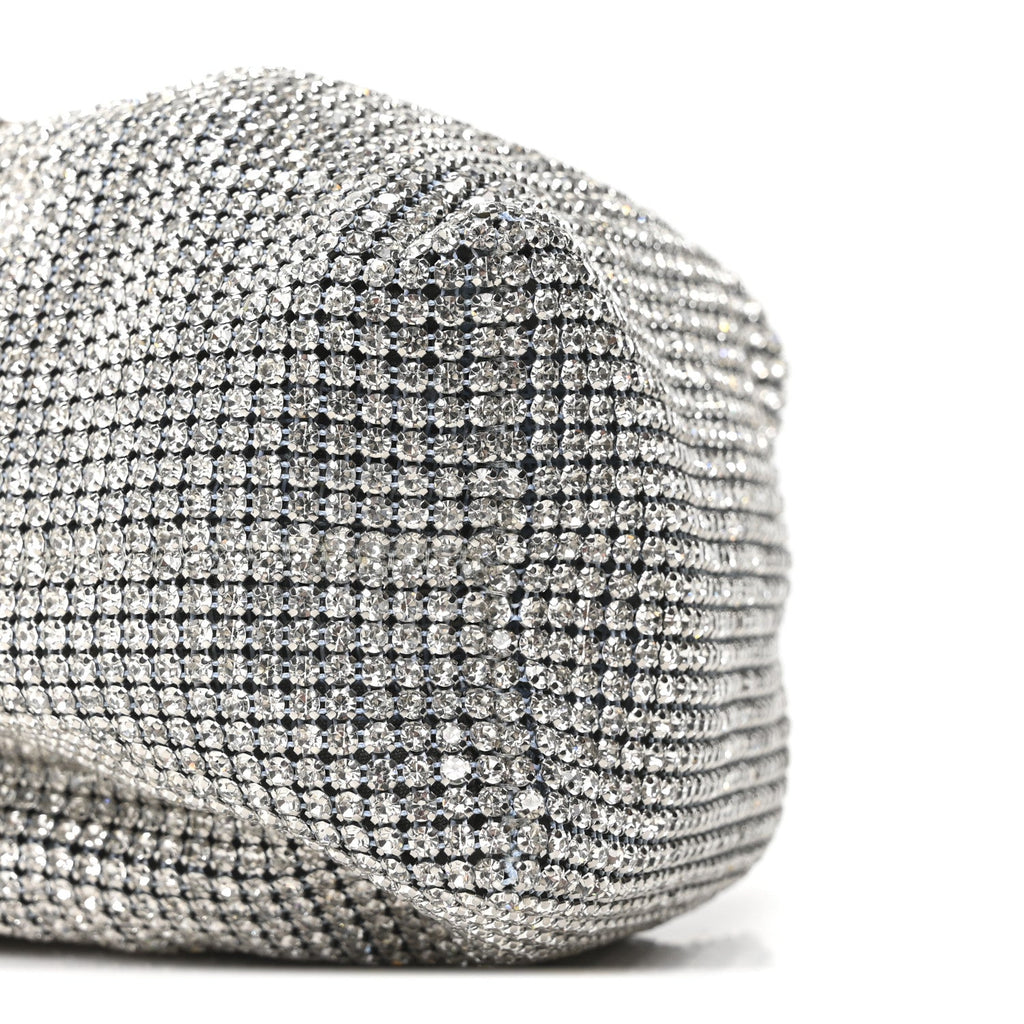 Satin Crystal Embellished Micro Bon Bon Bag Silver