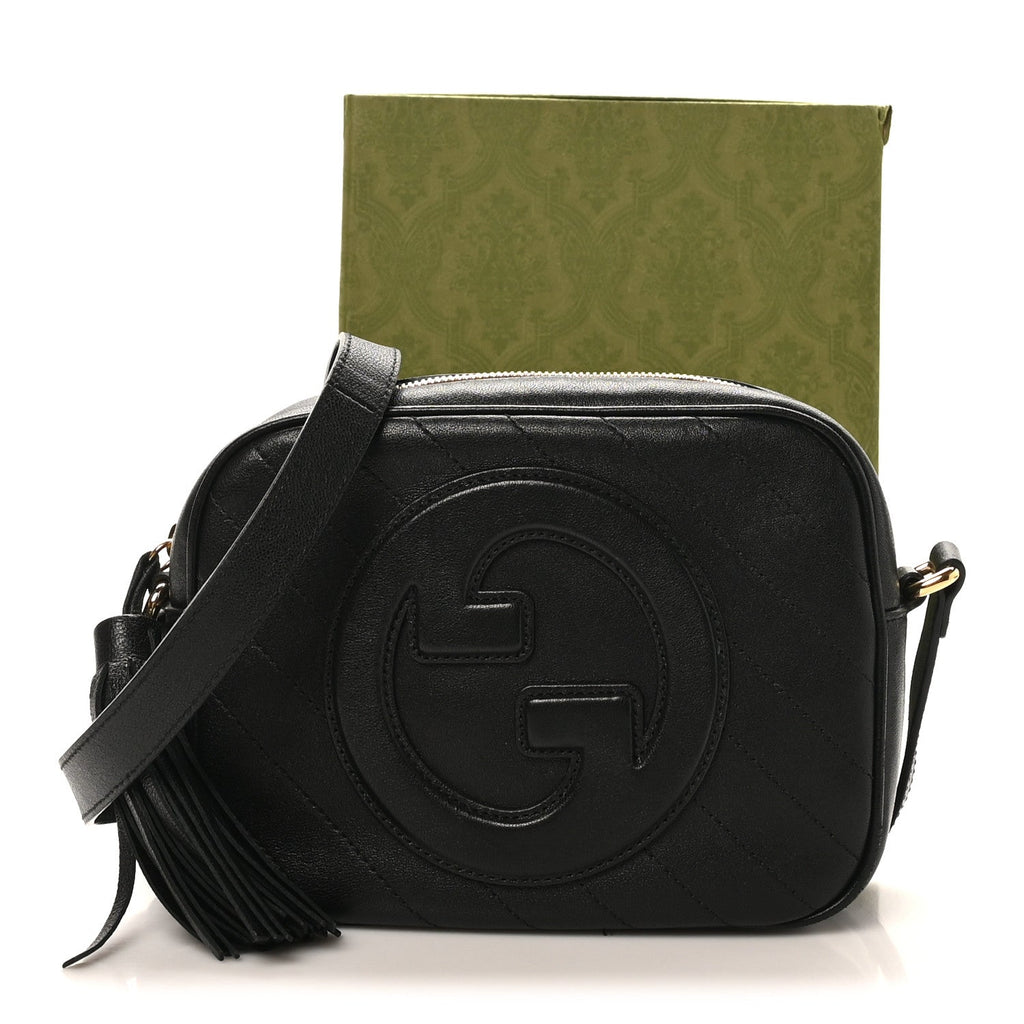 Sakai Be Green Calfskin Diagonal Stitched Small Blondie Shoulder Bag Black