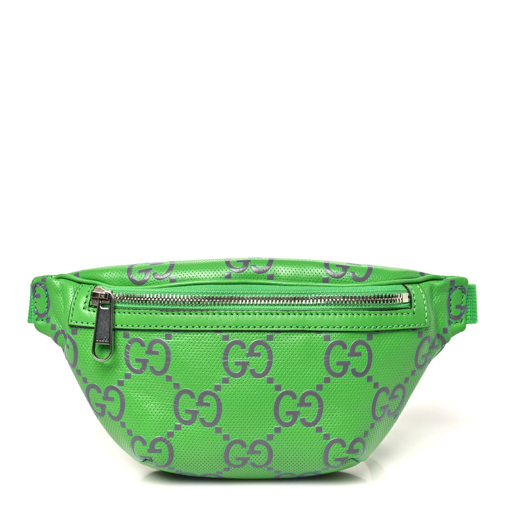 Calfskin GG Tennis Bi-Color Embossed Belt Bag Joy Green Joy Blue