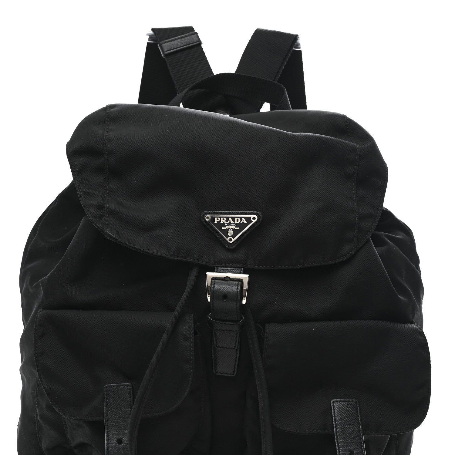 Tessuto Nylon Saffiano Medium Backpack Black