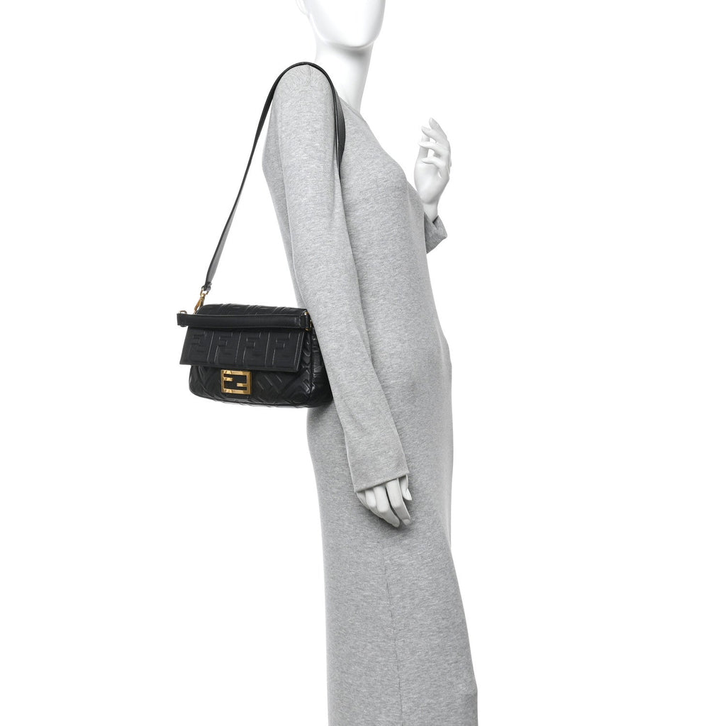 Nappa FF 1974 Embossed Baguette Black