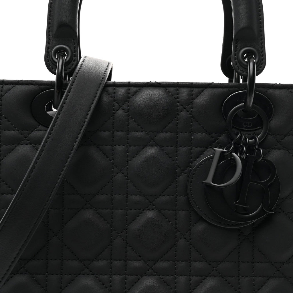 Ultra Matte Calfskin Cannage Medium Lady Dior Black
