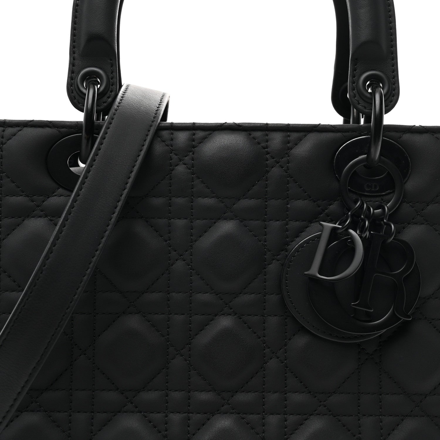 Ultra Matte Calfskin Cannage Medium Lady Dior Black