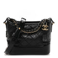 Aged Calfskin Quilted Small Gabrielle Hobo Black