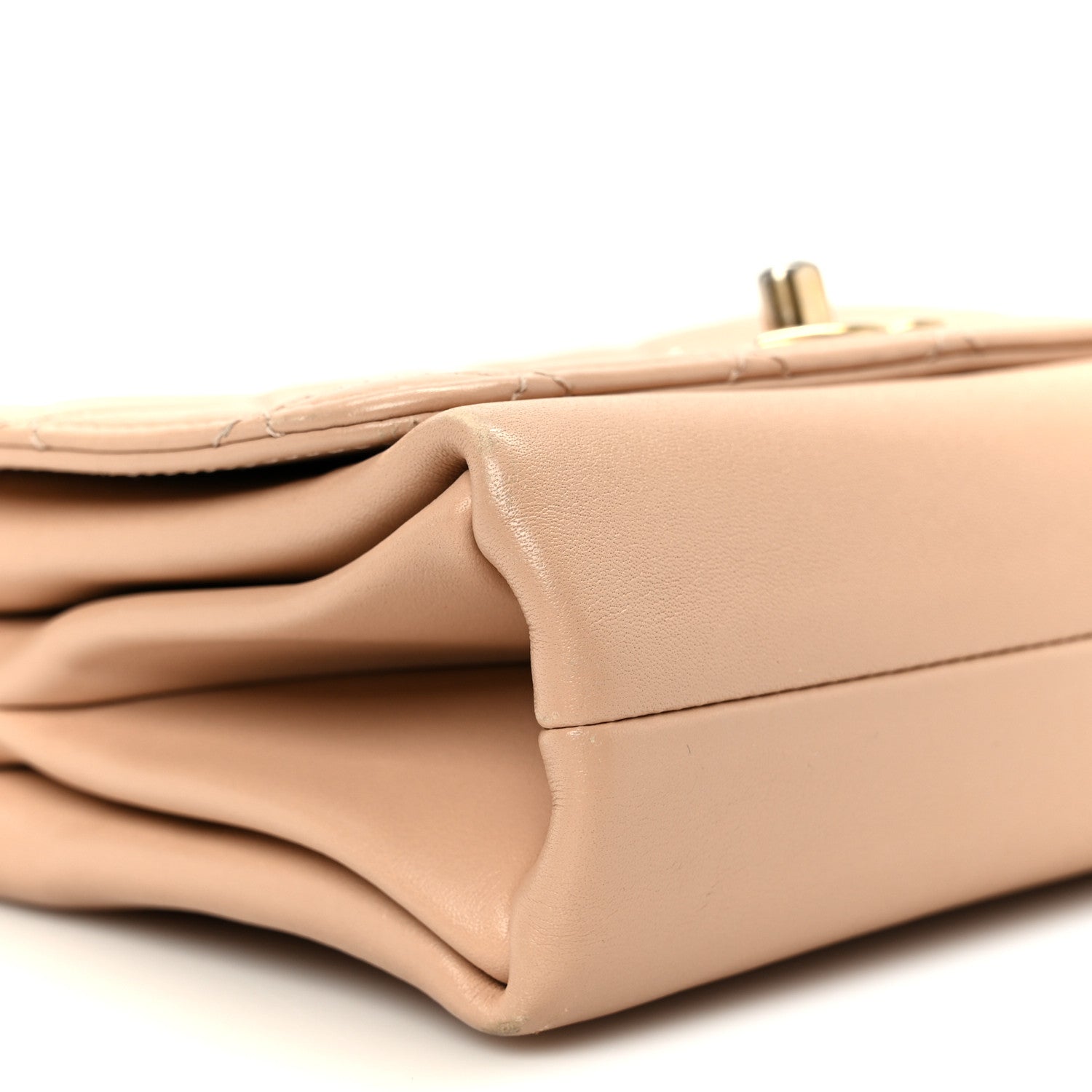 Calfskin Quilted Pearl Jewel Chain Flap Beige