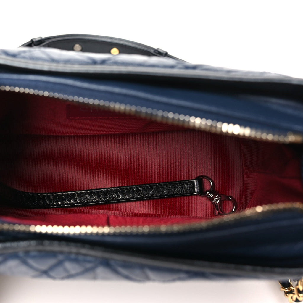 Aged Calfskin Quilted Small Gabrielle Hobo Dark Grey