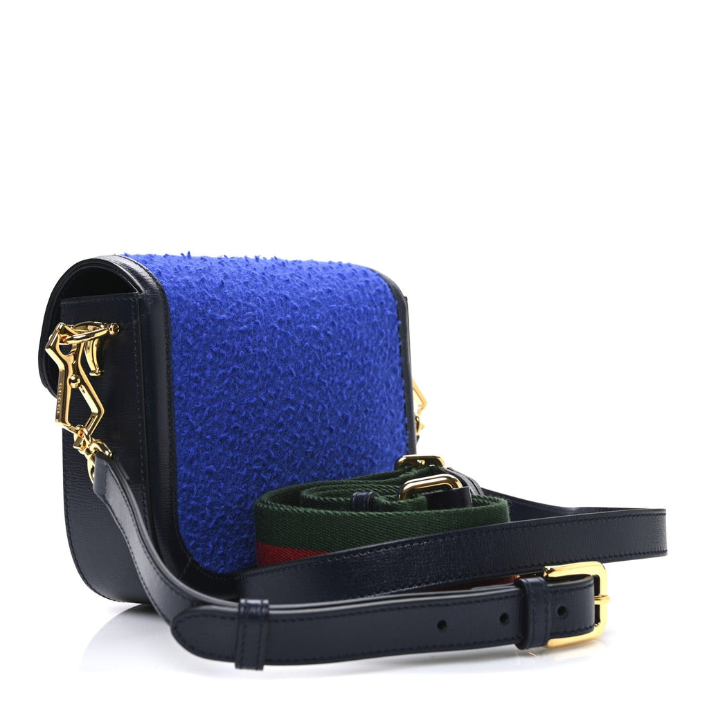 Casy Wool Azalea Calfskin Mini Horsebit 1955 Shoulder Bag Blue China