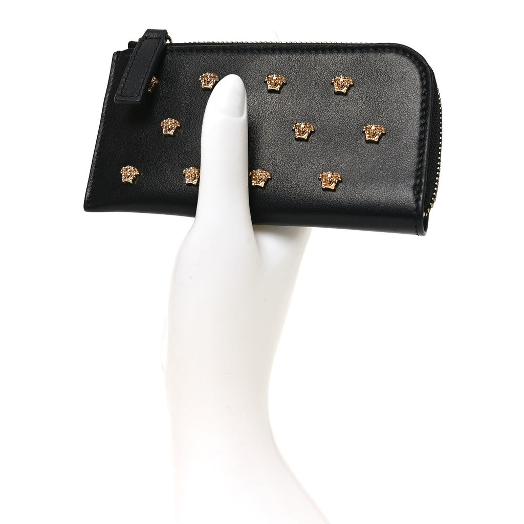 Nappa La Medusa Studded Zip Pouch  Holder Black