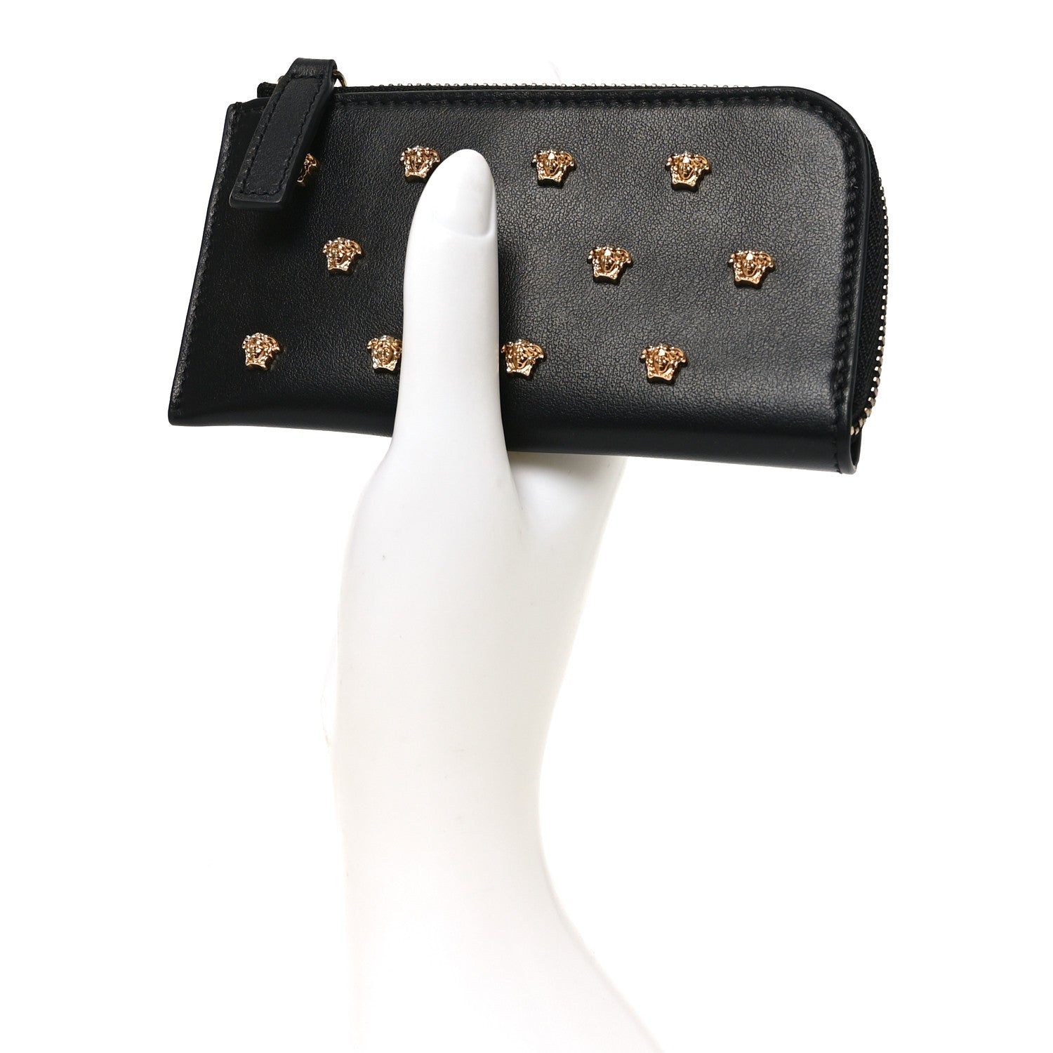 Nappa La Medusa Studded Zip Pouch  Holder Black